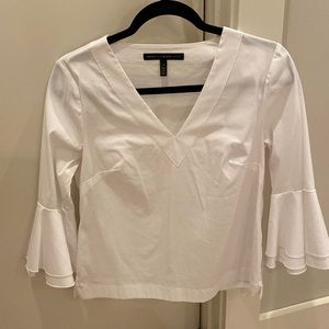 White House Black Market White V-Neck Top
